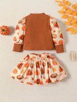 Turkey Pumpkin Printed Two-piece Suit