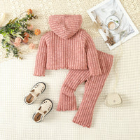 Kids Hooded Sweater & Bell-bottom Pants Suit