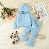 Kids Hooded Sweater & Bell-bottom Pants Suit