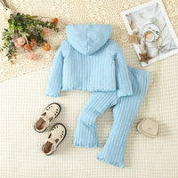 Kids Hooded Sweater & Bell-bottom Pants Suit