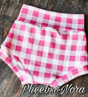 Bright Pink Gingham Bummies 9/12m