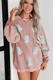 Halloween Ghost Corded Crew Neck Loose Sweatshirt