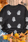 Halloween Ghost Corded Crew Neck Loose Sweatshirt