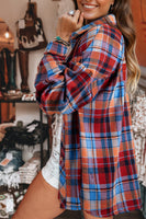 Orange Plaid Print Loose Vintage Shirt
