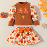 Turkey Pumpkin Printed Two-piece Suit