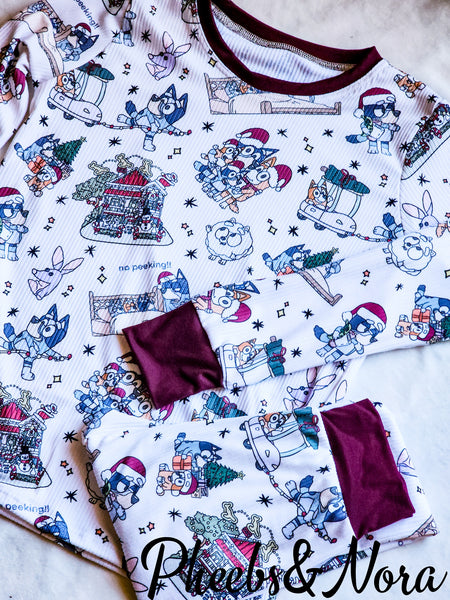 Christmas Blue Dog Lounge Shirt & Leggings