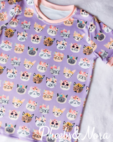 Flower CATS on Purple Tshirt