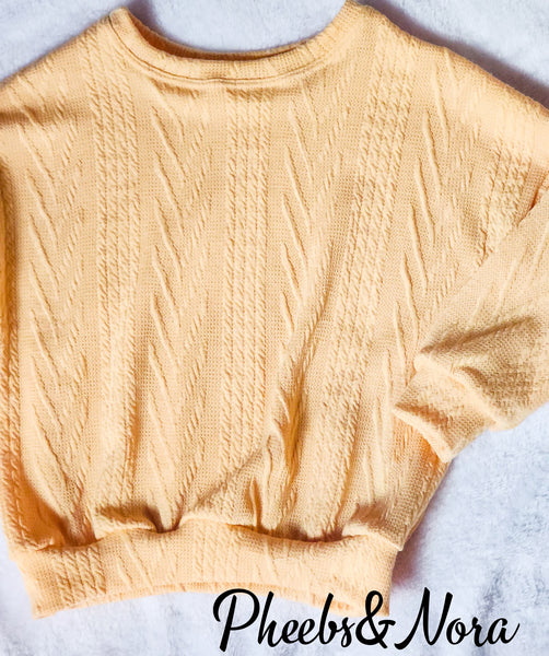 Honey Mustard OS Cable Knit Sweater (5T RTS)