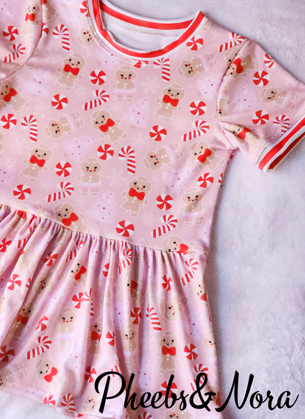 Gingerbread & Peppermint Peplum (7Y RTS)