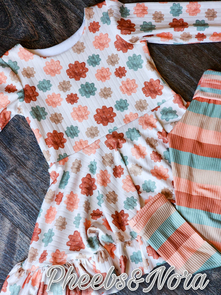 Present Bows& Stripes 2Tier Peplum & Leggings