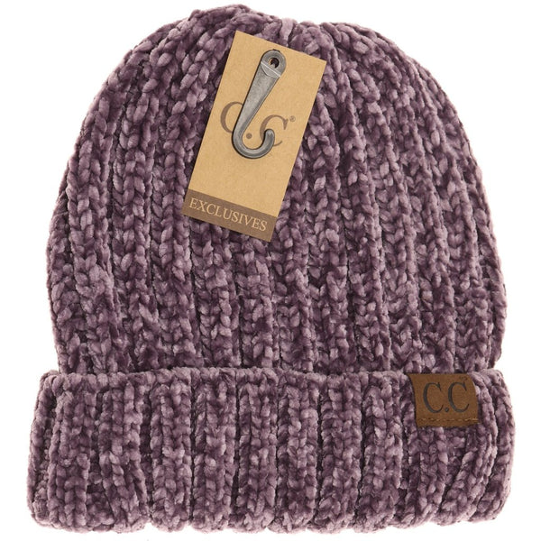 Solid Ribbed Chenille CC Beanie Hats